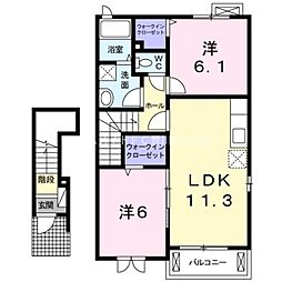 フロント・ヒル 2LDKの間取図画像
