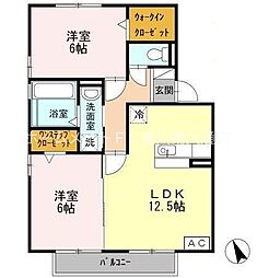 フォンテーヌ松下 2LDKの間取図画像