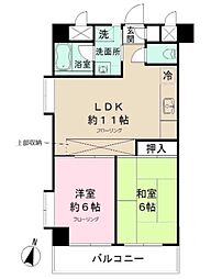 オーベルジュ桐ヶ丘 3階2LDKの間取り