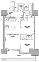 ザ・パークハビオ滝野川 2LDKの間取図画像