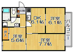 マーチハイツ 2階3DKの間取り