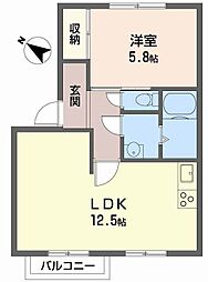 アクシス園田 1LDKの間取図画像