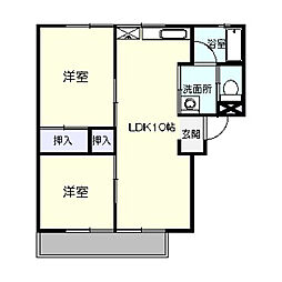 さくらハイツ大田原 2LDKの間取図画像