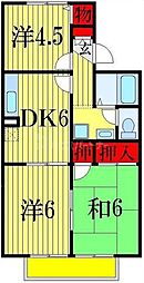東武野田線 塚田駅 徒歩20分の賃貸アパート 2階3DKの間取り
