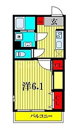 JR総武線 津田沼駅 徒歩13分の賃貸マンション 1階1Kの間取り