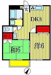JR総武線 西船橋駅 徒歩19分の賃貸アパート 1階2DKの間取り