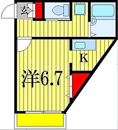 JR総武線 西船橋駅 徒歩9分の賃貸アパート 1階1Kの間取り