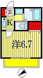 JR総武線 西船橋駅 徒歩9分の賃貸アパート 1階1Kの間取り