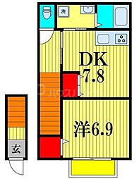 東武野田線 塚田駅 徒歩11分の賃貸アパート 2階1DKの間取り
