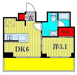 東京メトロ東西線 原木中山駅 徒歩8分の賃貸マンション 4階1DKの間取り