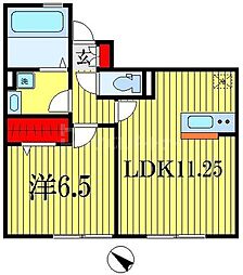 JR総武線 西船橋駅 徒歩18分の賃貸アパート 1階1LDKの間取り