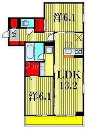 JR総武線 西船橋駅 徒歩8分の賃貸アパート 2階2LDKの間取り