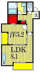 JR総武線 船橋駅 徒歩12分の賃貸アパート 1階1LDKの間取り