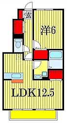 東武野田線 塚田駅 徒歩10分の賃貸アパート 1階1LDKの間取り