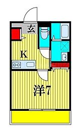 JR総武線 西船橋駅 徒歩18分の賃貸マンション 3階1Kの間取り