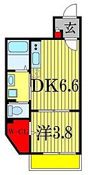 JR総武線 船橋駅 徒歩18分の賃貸アパート 3階1DKの間取り