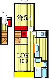 JR武蔵野線 船橋法典駅 徒歩9分の賃貸アパート 2階1LDKの間取り