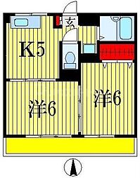 JR総武線 西船橋駅 徒歩12分の賃貸マンション 2階2Kの間取り