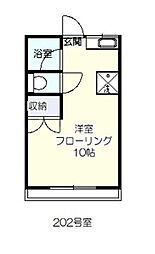 京成本線 船橋競馬場駅 徒歩13分の賃貸アパート 1階ワンルームの間取り