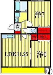 JR総武線 西船橋駅 徒歩9分の賃貸アパート 2階2LDKの間取り
