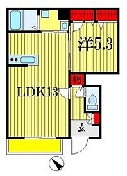 JR総武線 船橋駅 徒歩18分の賃貸アパート 1階1LDKの間取り