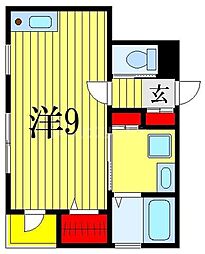 東京メトロ東西線 妙典駅 徒歩10分の賃貸マンション 3階ワンルームの間取り
