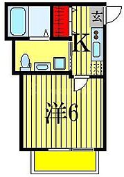 JR総武線 船橋駅 徒歩9分の賃貸アパート 2階1Kの間取り