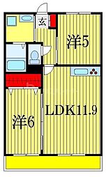 JR総武本線 船橋駅 徒歩7分の賃貸マンション 3階2LDKの間取り