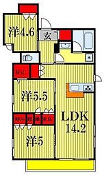 京成本線 京成中山駅 徒歩4分の賃貸マンション 2階3LDKの間取り