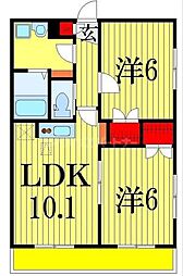 JR総武線 津田沼駅 徒歩22分の賃貸マンション 1階2LDKの間取り