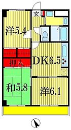 東京メトロ東西線 原木中山駅 徒歩10分の賃貸マンション 5階2SDKの間取り