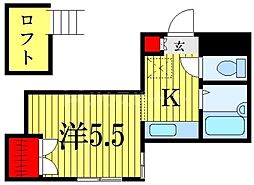 東武野田線 船橋駅 徒歩13分の賃貸アパート 2階1Kの間取り