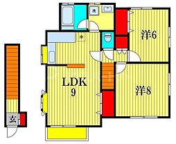 JR総武線 船橋駅 徒歩7分の賃貸一戸建て 2階2LKの間取り