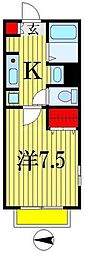 JR総武線 東船橋駅 徒歩7分の賃貸アパート 2階1Kの間取り