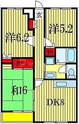 JR総武線 西船橋駅 徒歩8分の賃貸マンション 5階3DKの間取り