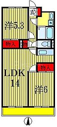 JR総武線 西船橋駅 徒歩16分の賃貸マンション 2階2LDKの間取り