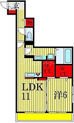 JR総武線 船橋駅 徒歩14分の賃貸アパート 1階1LDKの間取り