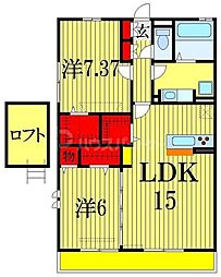 東武野田線 馬込沢駅 徒歩30分の賃貸アパート 2階2LDKの間取り