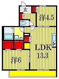 東葉高速鉄道 飯山満駅 徒歩6分の賃貸マンション 1階2LDKの間取り