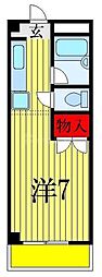 JR総武線 東船橋駅 徒歩15分の賃貸マンション 3階ワンルームの間取り