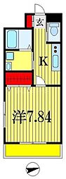 JR総武線 下総中山駅 徒歩6分の賃貸マンション 1階1Kの間取り