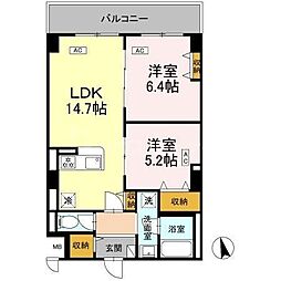東葉高速鉄道 西船橋駅 徒歩4分の賃貸マンション 4階2LDKの間取り