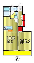 JR総武本線 船橋駅 徒歩10分の賃貸アパート 1階1LDKの間取り
