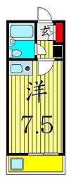 美工中山ハイツ 1Kの間取図画像