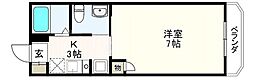 コーポミヤコ 1Kの間取図画像