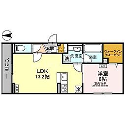 アニヴェルセル 3階1LDKの間取り