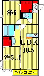 roi del oursIII 3階2LDKの間取り
