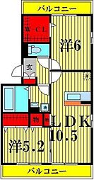 グレイスメゾン 1階2LDKの間取り