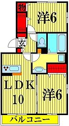 レスポワールＡ 2階2LDKの間取り