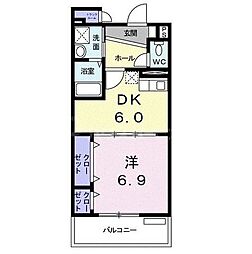 アーバンウィンズ3 6階1DKの間取り